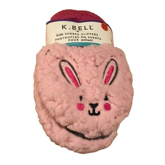 K. Bell Kids Sherpa Slippers Sheep & Bunny Design MM 10/13 Easter - Picture 3 of 6